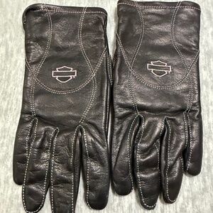 Leather Harley-Davidson Leather Black w/ Pink stitching Riding Gloves size M